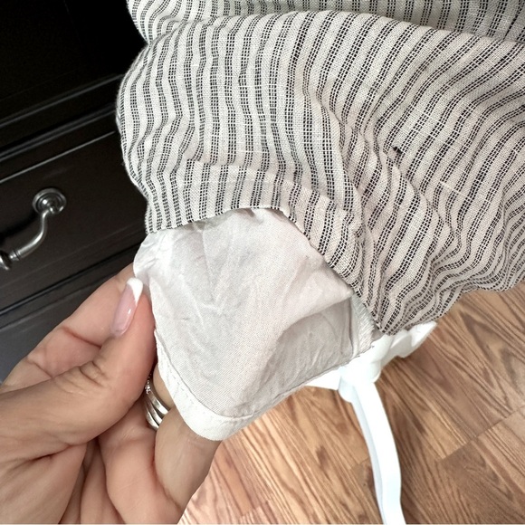 GREYLIN Linen Blend Mini Dress XS Gray White Stripe Open Back - Picture 10 of 16